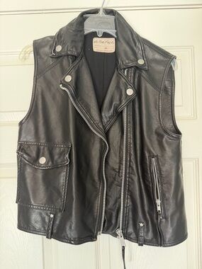 We The Free Black Faux Leather Vest